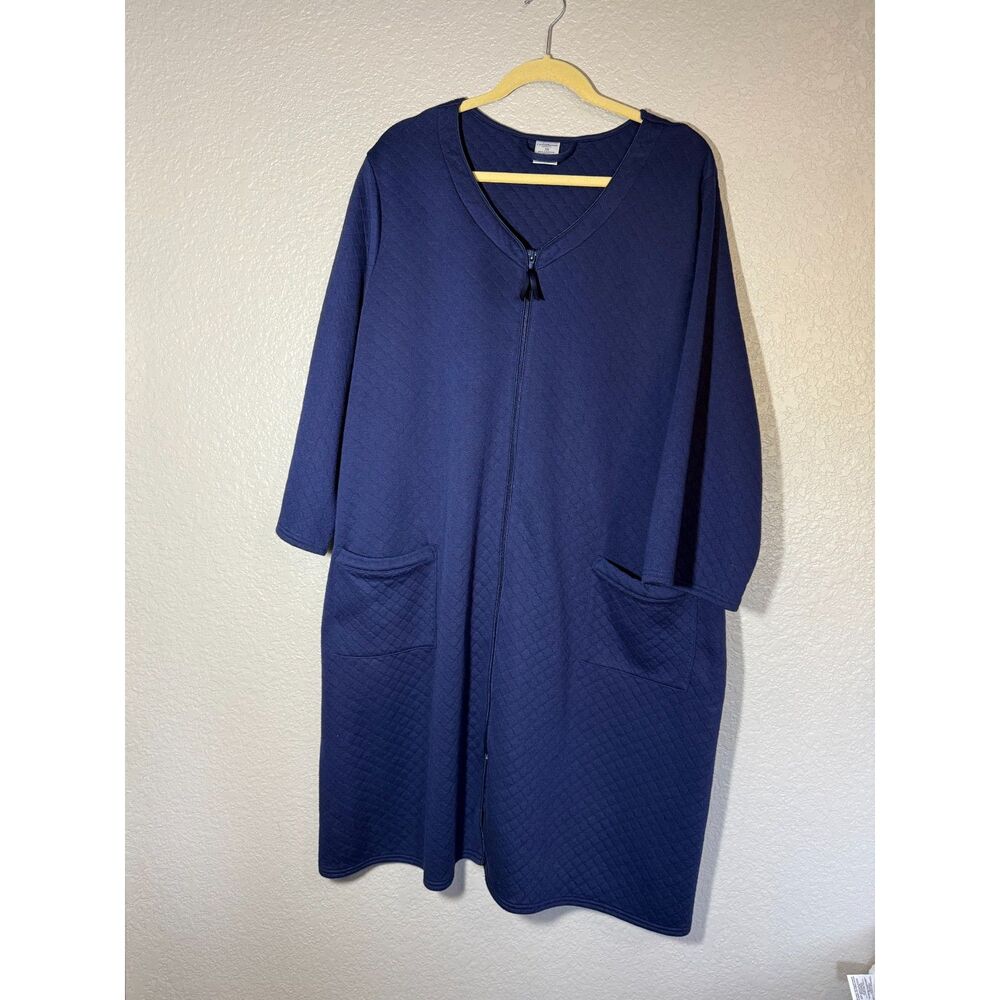Croft and Barrow Intimates Women SZ 3X Navy Zippered Robe Polyester/Rayon